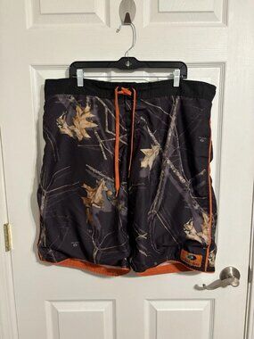Mossy Oak Swim Trunks Mens 2XL Camo Orange